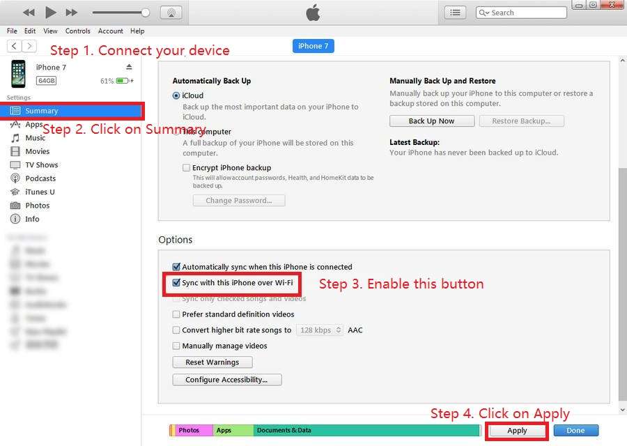 Synchroniseer iPhone met iTunes