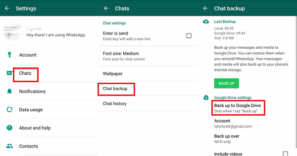Back-up van WhatsApp op Android