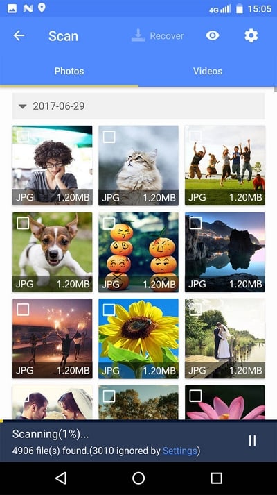 Herstel verwijderde foto's / video's op Android-telefoon zonder pc.