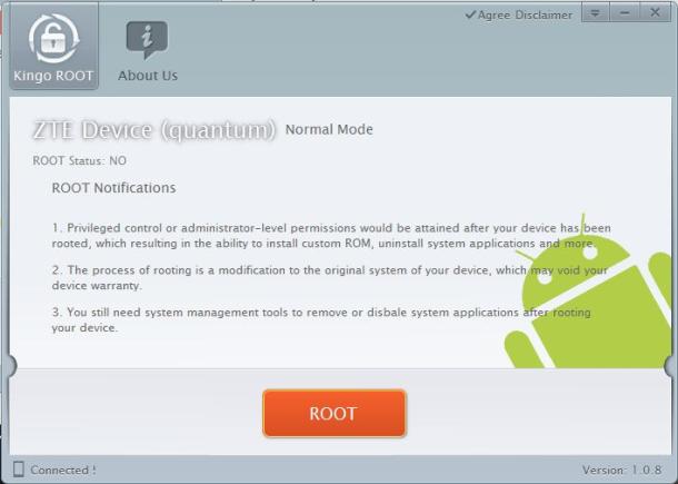 Voer Android Root uit en verbind uw telefoon met pc