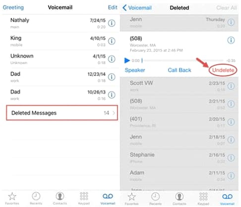 Voicemail herstellen van iPhone