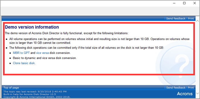 acronis disk director demo beperking