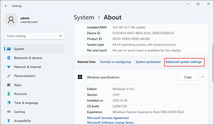 geavanceerde systeeminstellingen