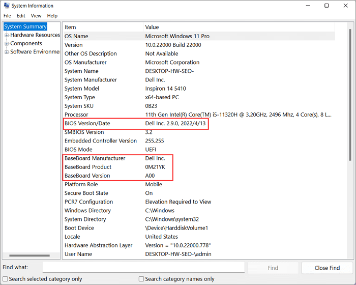 controleer BIOS en moederbordversie