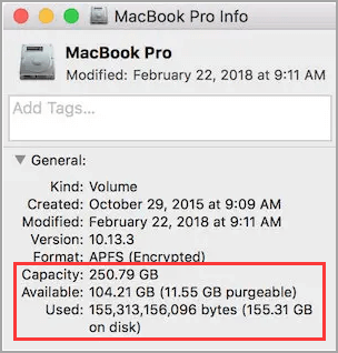 controleer de schijf via Get Info