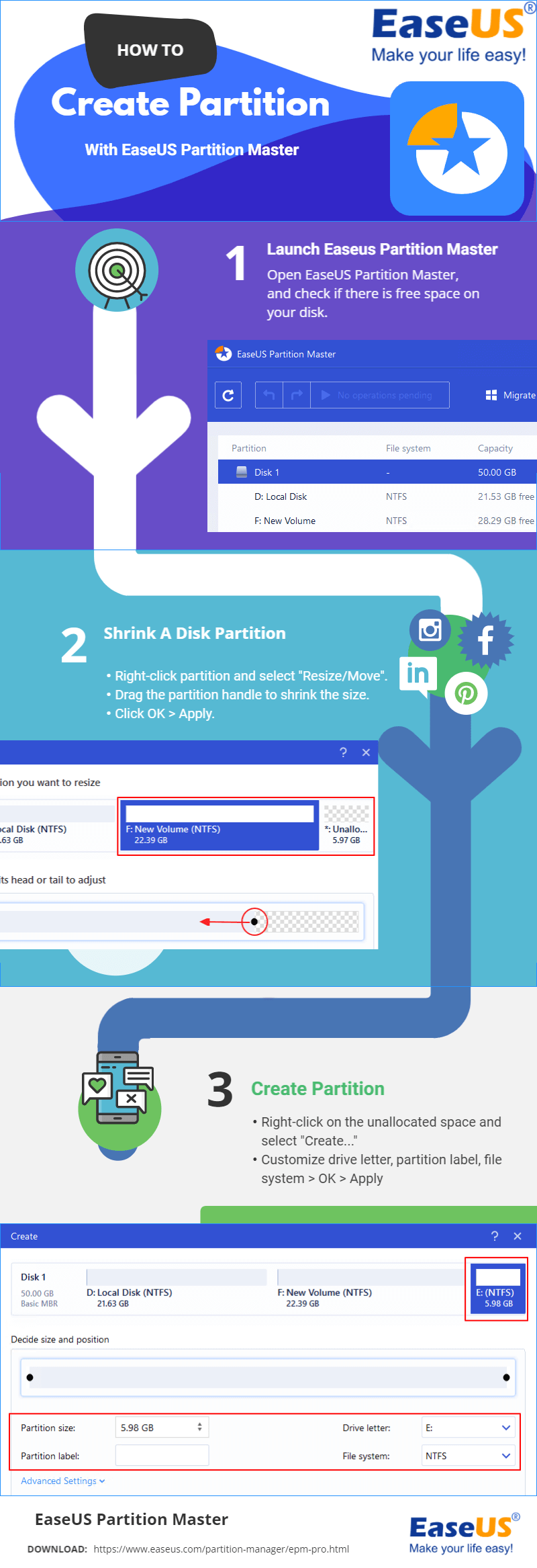 Partitie maken met EaseUS Partition Master