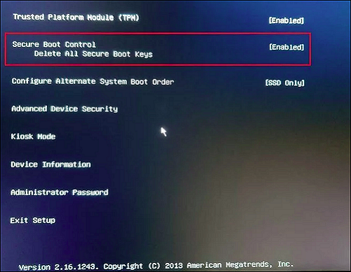 zet veilig opstarten aan