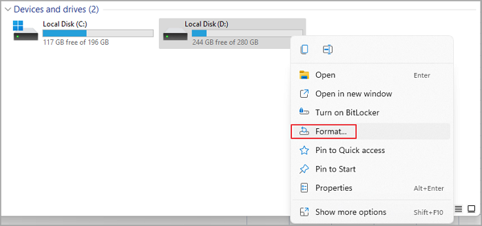 partitie formaat optie: