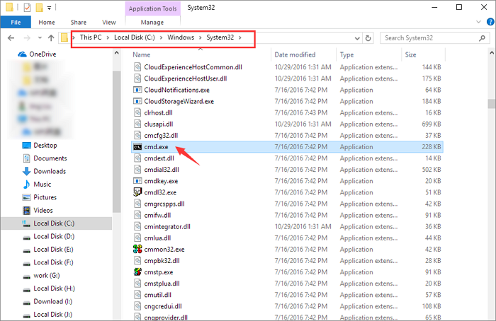 open de cmd van systeem 32 map