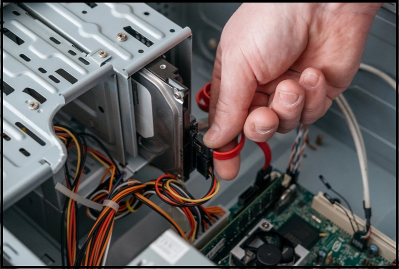 sluit alle kabels aan voordat u de harde schijf aansluit