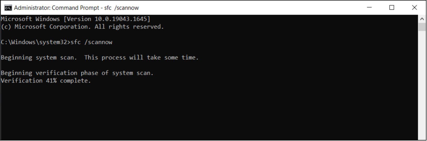 voer de opdracht sfc uit om de schijf te scannen