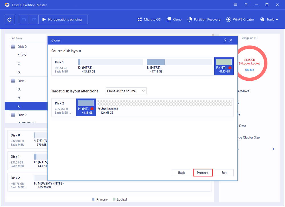 Kloon Bitlocker partitie - Stap 4