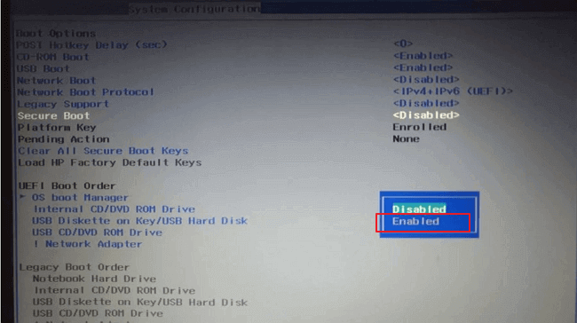 Veilig opstarten inschakelen
