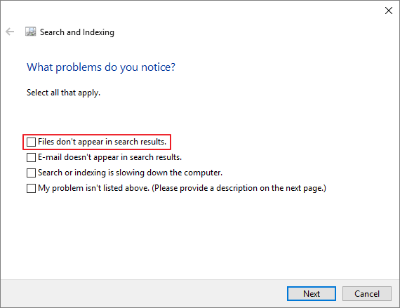 fix search met probleemoplosser