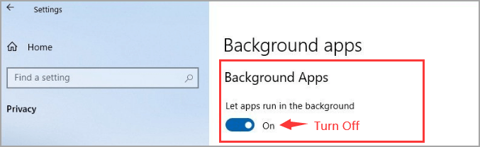 schakel alle achtergrond-apps uit - Windows 10