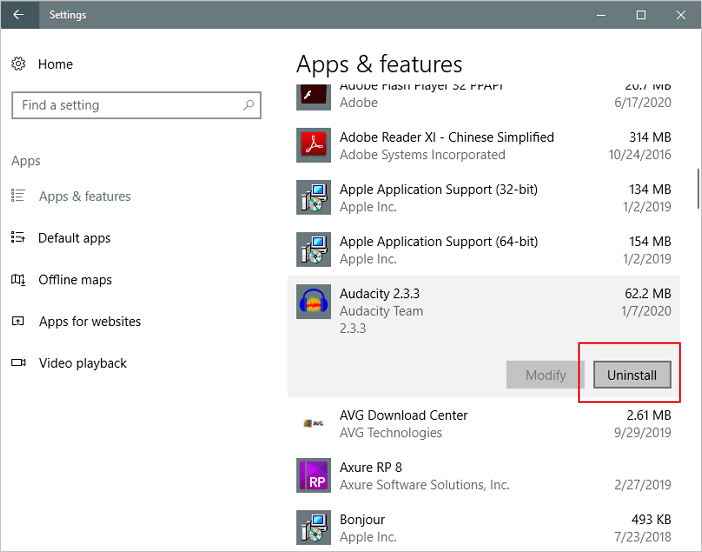 recente software verwijderen