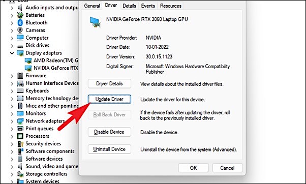 klik op stuurprogramma bijwerken