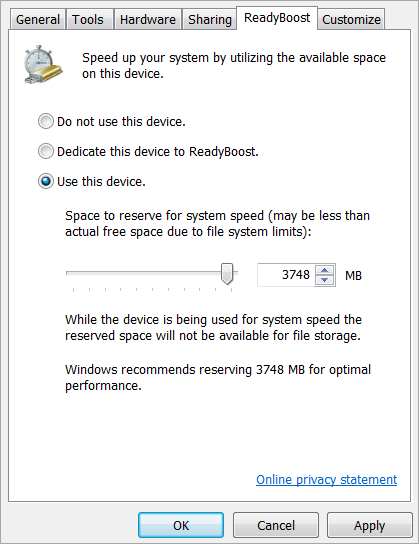 Windows 10 versnellen - gebruik readyboost