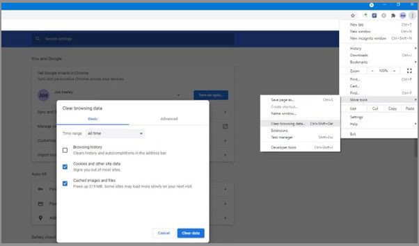 klik op gegevens wissen