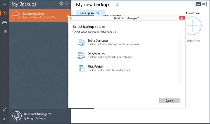 maak een back-up van bestanden naar usb met paragon
