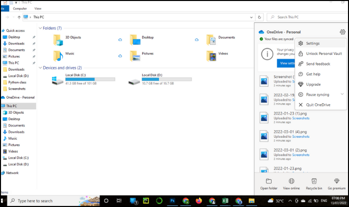 back-up c-schijfbestanden naar OneDrive - Stap 1: