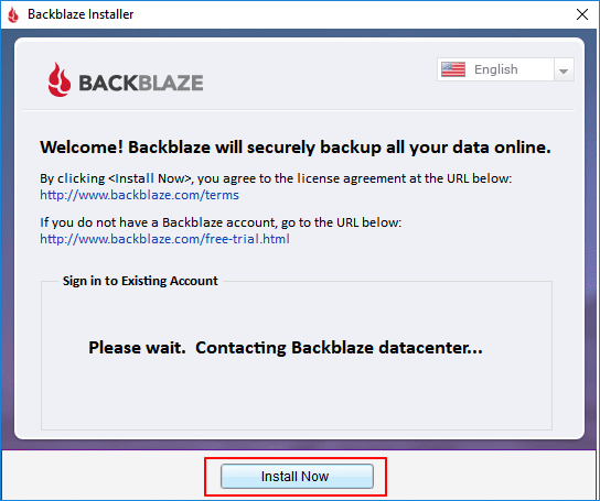 Installeer backblaze