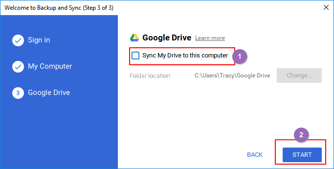 Instellen op back-up van computer naar Google Drive