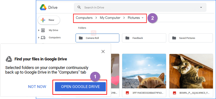 Selecteer om geback-upte inhoud op Google Drive te controleren