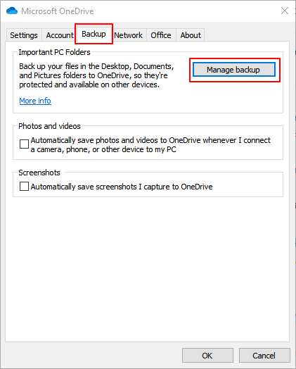 Mange om computerbestand te selecteren om een back-up naar onedrive te maken