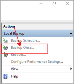 Klik op Eenmaal back-up