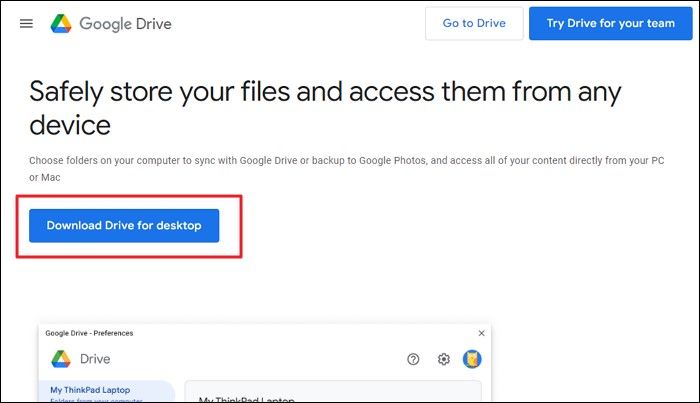 download de schijf voor desktop