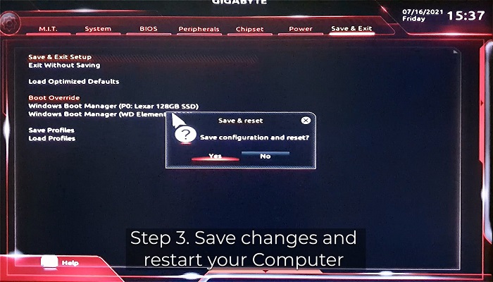 opstarten vanaf de gekloonde harde schijf in Windows 11 stap 2