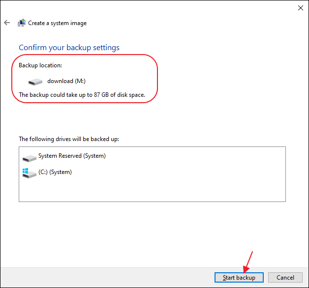 maak een systeemkopie stap 5