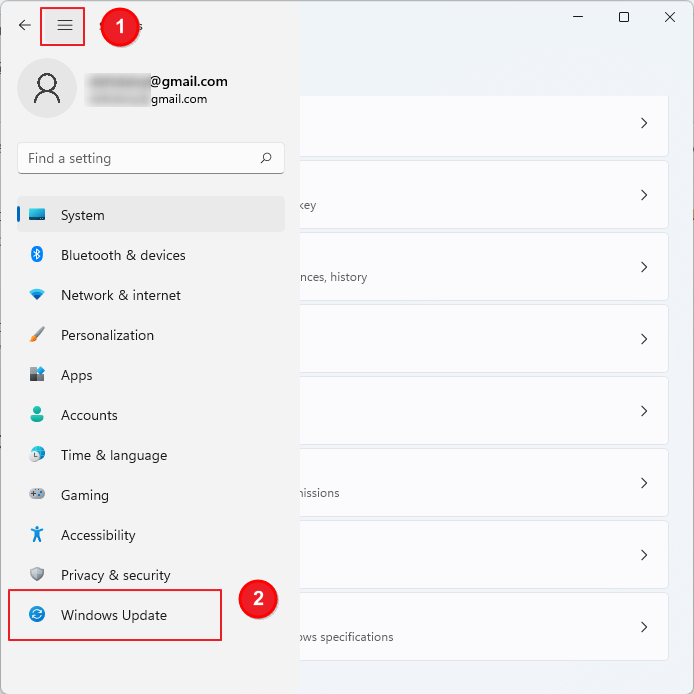 Ga naar Windows Instellingen Update