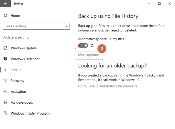Back-up windows 10 bestands geschiedenis gebruiken stap 2