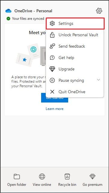 toegang tot onedrive-instellingen