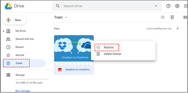 druk op de hersteloptie