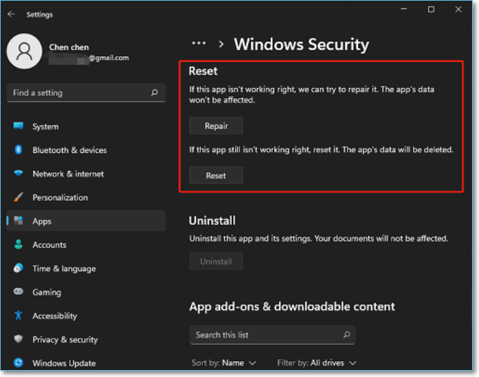 druk op de reset-knop