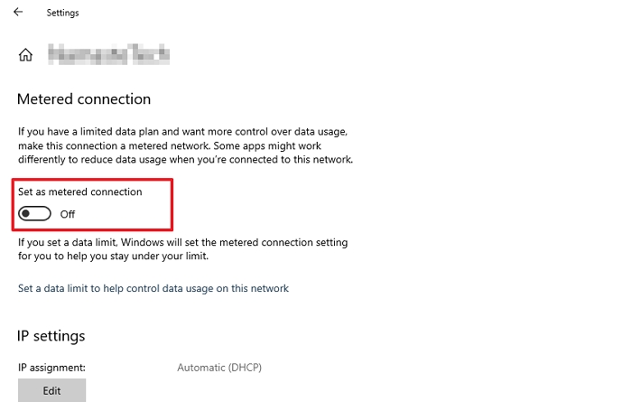 Vensters verbinding met een datalimiet uitschakelen