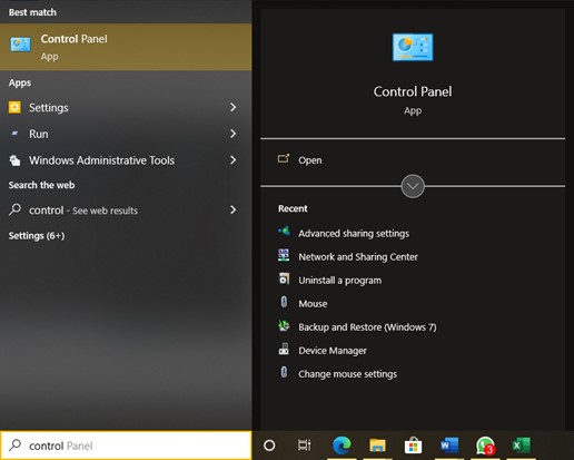 open bedieningspaneel