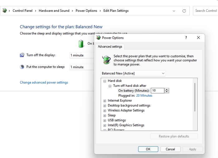 powercfg-configuratie