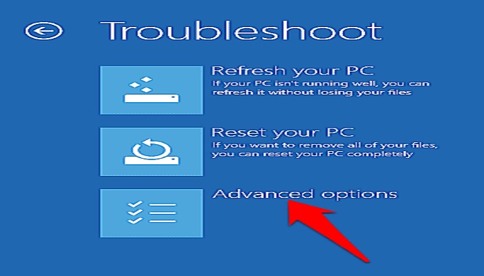 klik op geavanceerde opties