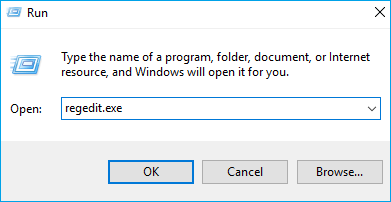 typ regedit.exe en open het