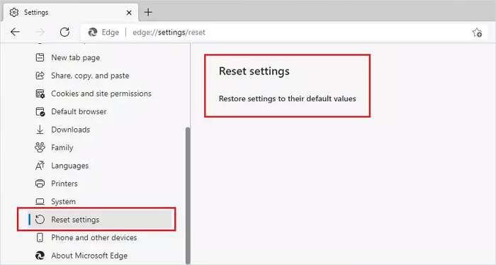 reset microsoft edge om nep windows update virus te verwijderen