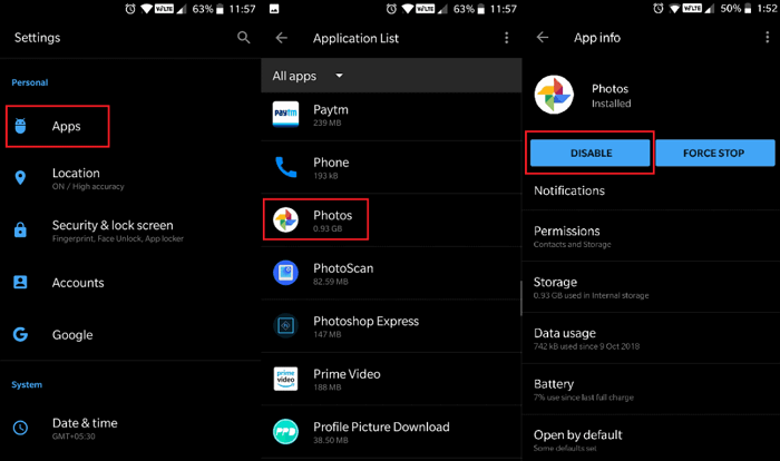 Herstart of installeer Google Foto's opnieuw