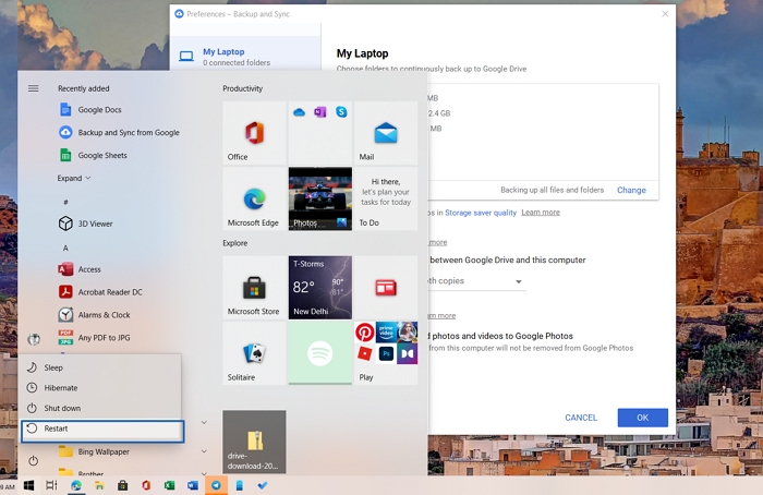 Start Windows-pc opnieuw op