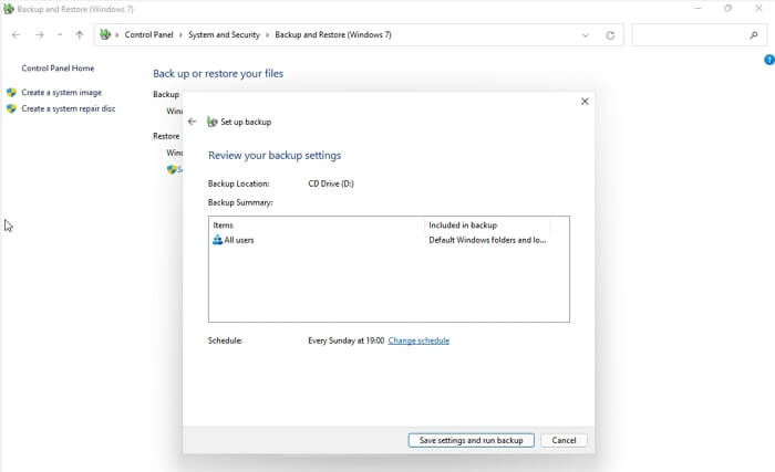 Back-upinstellingen opslaan
