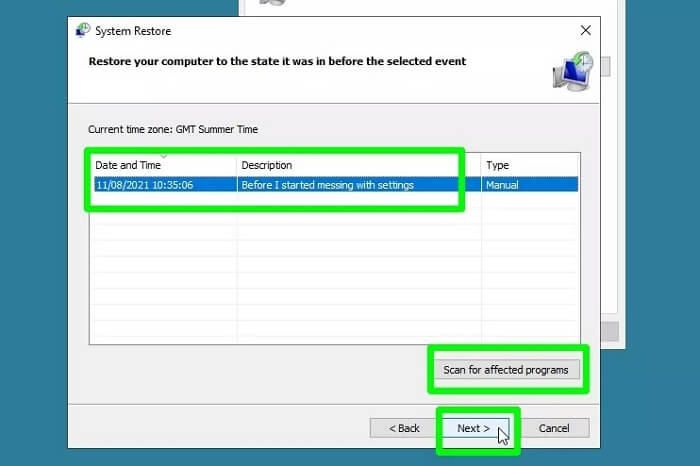 Scannen op getroffen programma's