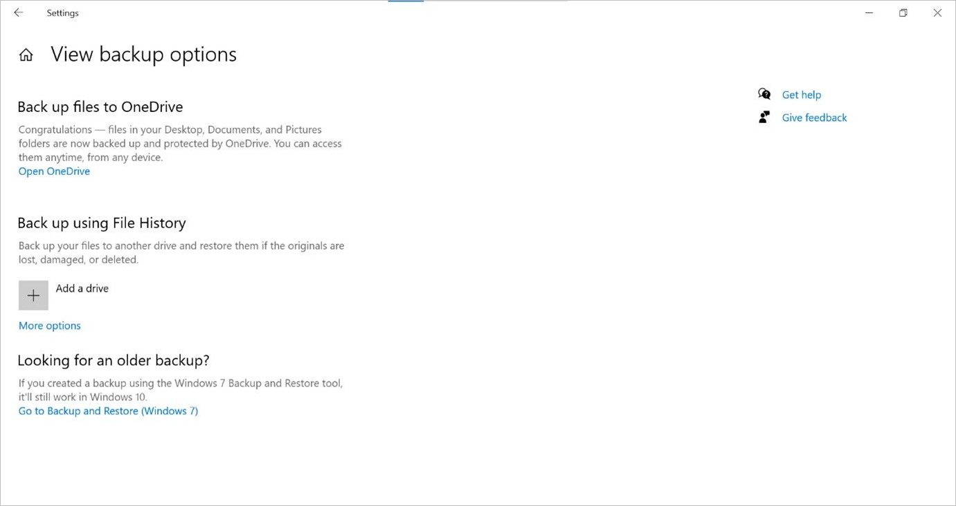selecteer back-up mappen op één schijf