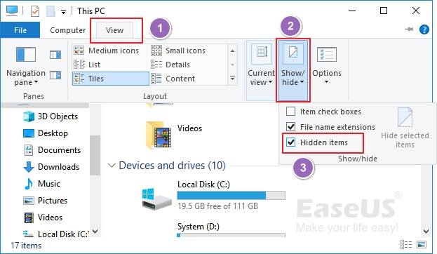 toon verborgen bestanden